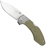 MKM Hero Stonewashed, Green Canvas Micarta, Titanium Bolsters, Taschenmesser