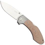 MKM Hero Stonewashed, Natural Canvas Micarta, Titanium Bolsters, couteau de poche