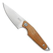 MKM Makro 1 Droppoint, Stonewashed Natural Canvas Micarta vaststaand mes, Jesper Voxnaes design