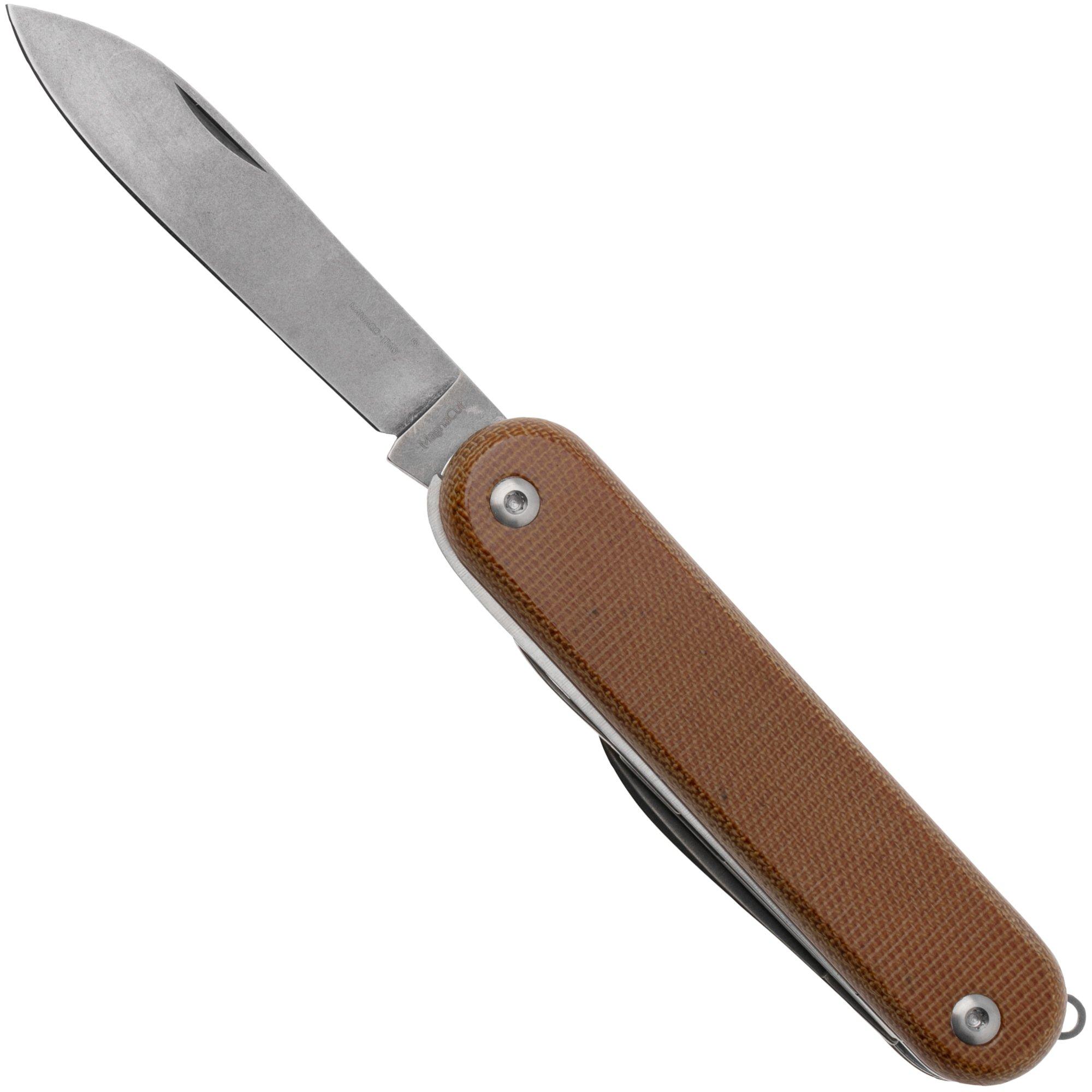 MKM Malga 5 MP05MAG-NC Magnacut Natural Canvas Micarta, Taschenmesser
