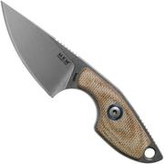 MKM Mikro 1 Drop, Stonewashed Natural Canvas Micarta faca de pescoço, Jesper Voxnaes design