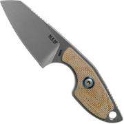 MKM Mikro 2 Wharncliffe, Stonewashed Natural Canvas Micarta faca de pescoço, Jesper Voxnaes design