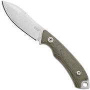 MKM Pocket Tango 1 Nessmuk PT1-GC Green Canvas Micarta cuchillo fijo, diseño David C. Andersen