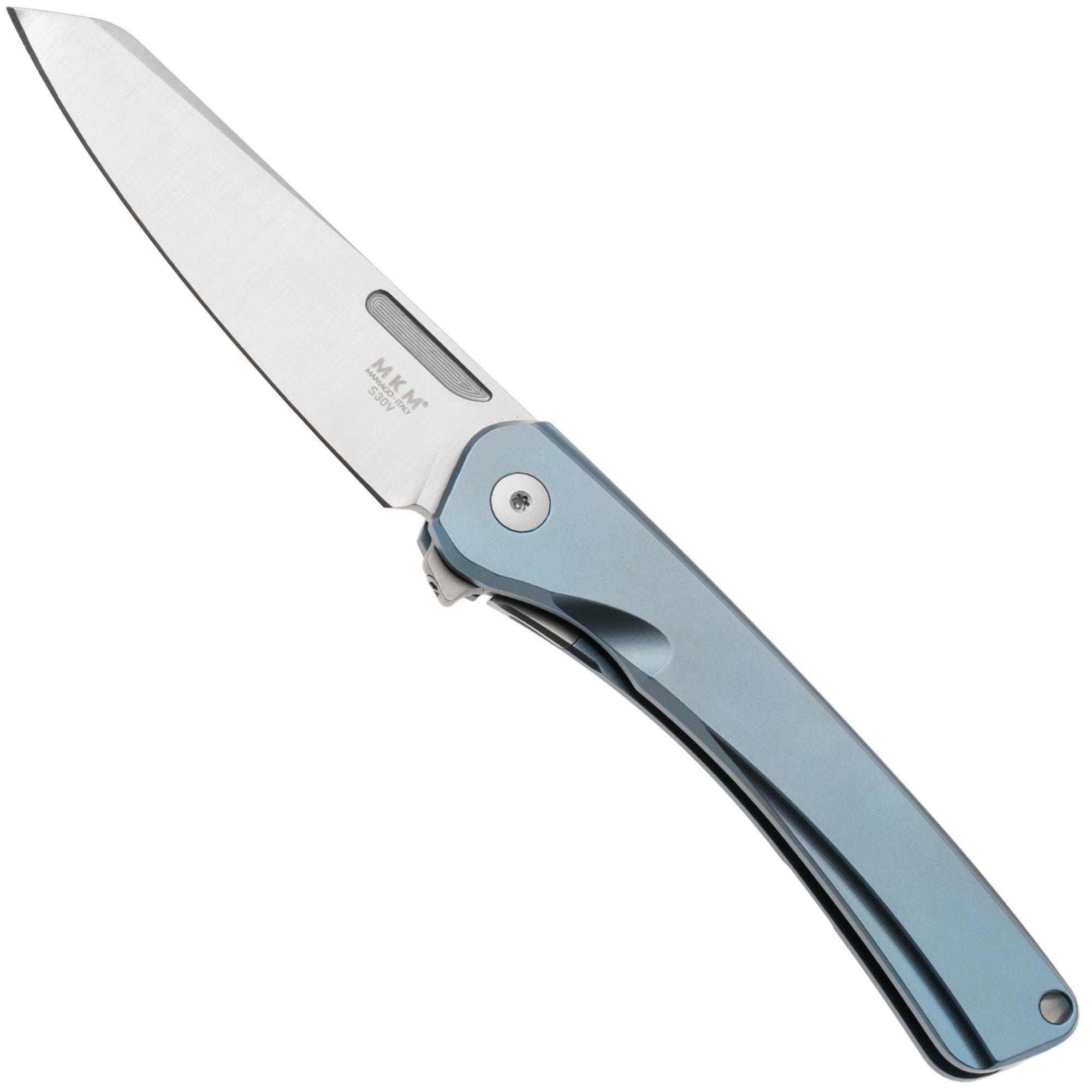 MKM Roar RO-TBL Satin CPM S30V, Blue Titanium, zakmes, Matteo Pignatelli design