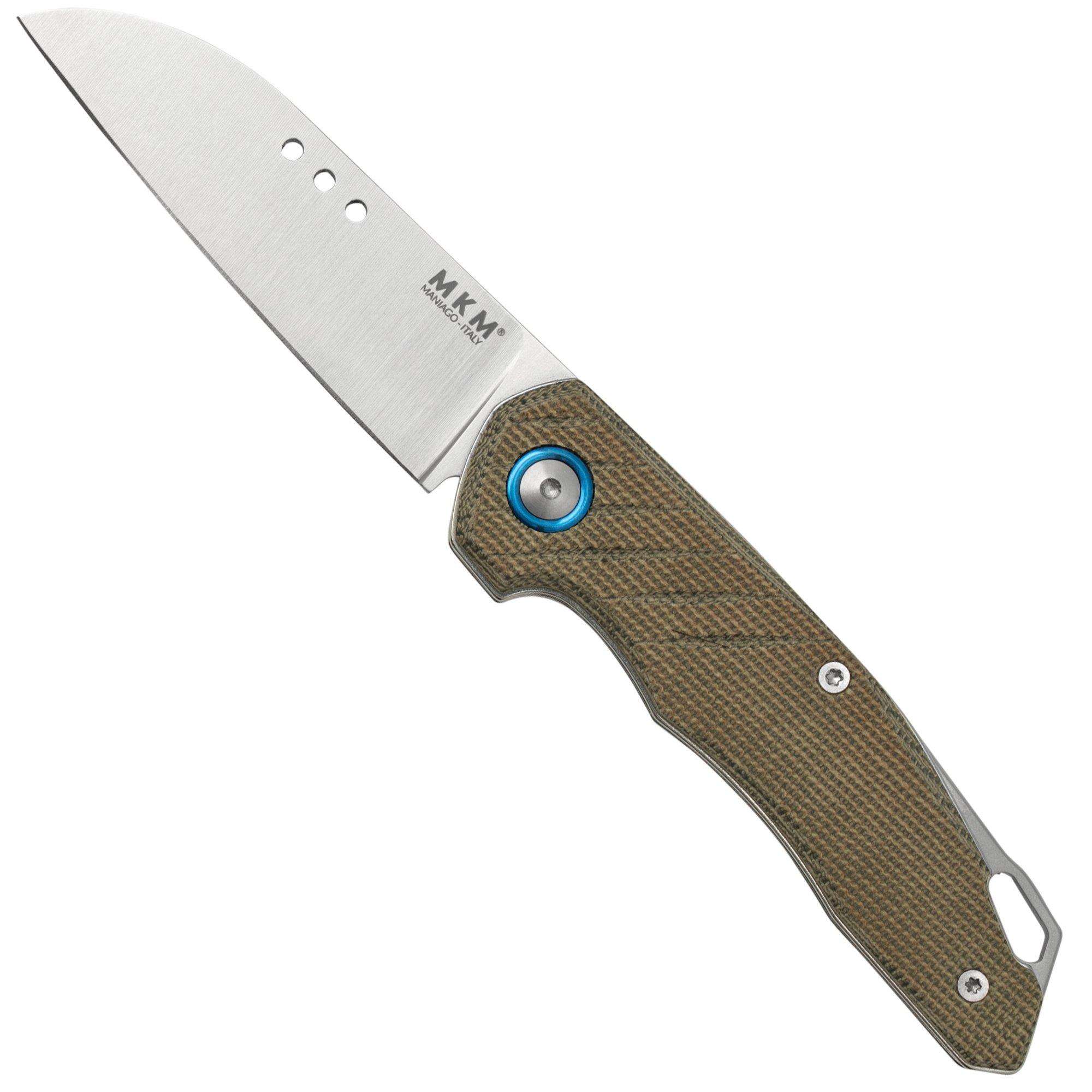 MKM Root RT-GC Satin Green Canvas Micarta Taschenmesser, Jens Anso Design