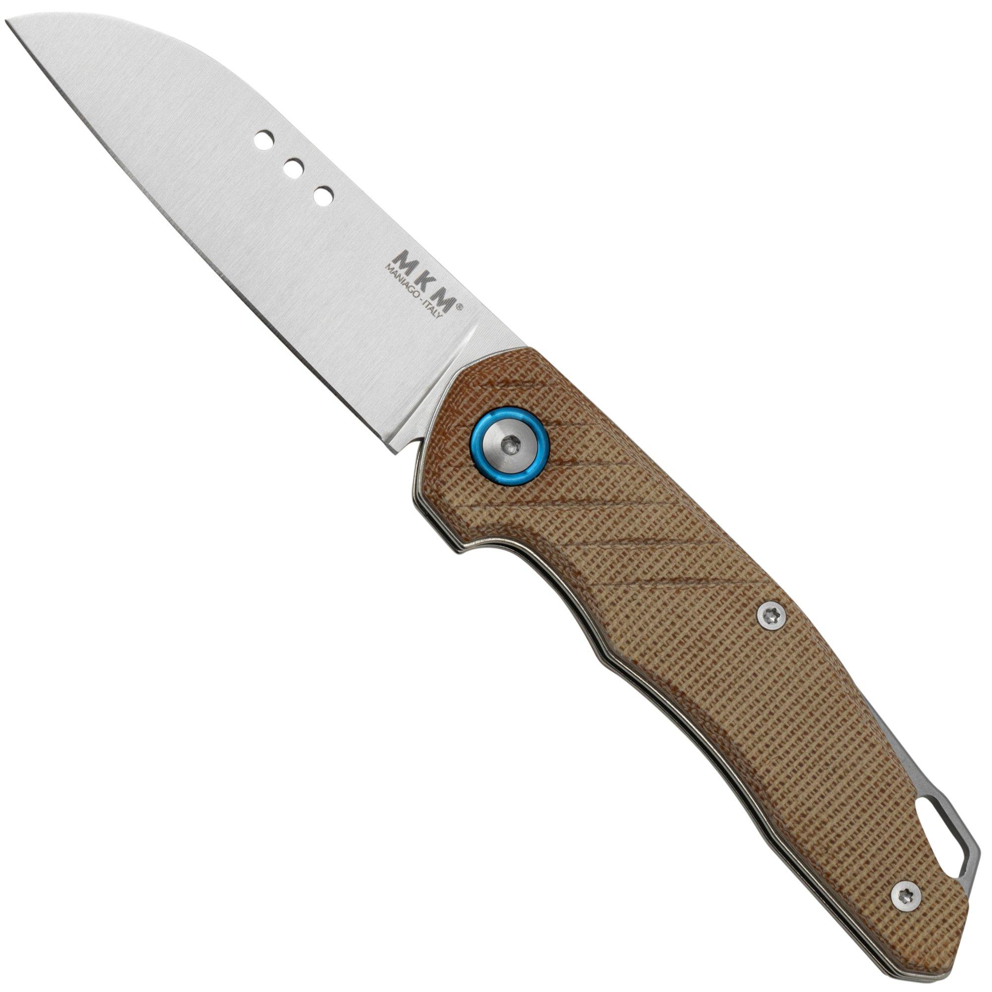 Nóż składany MKM Root RT-NC Satin Natural Canvas Micarta, projekt Jens Anso