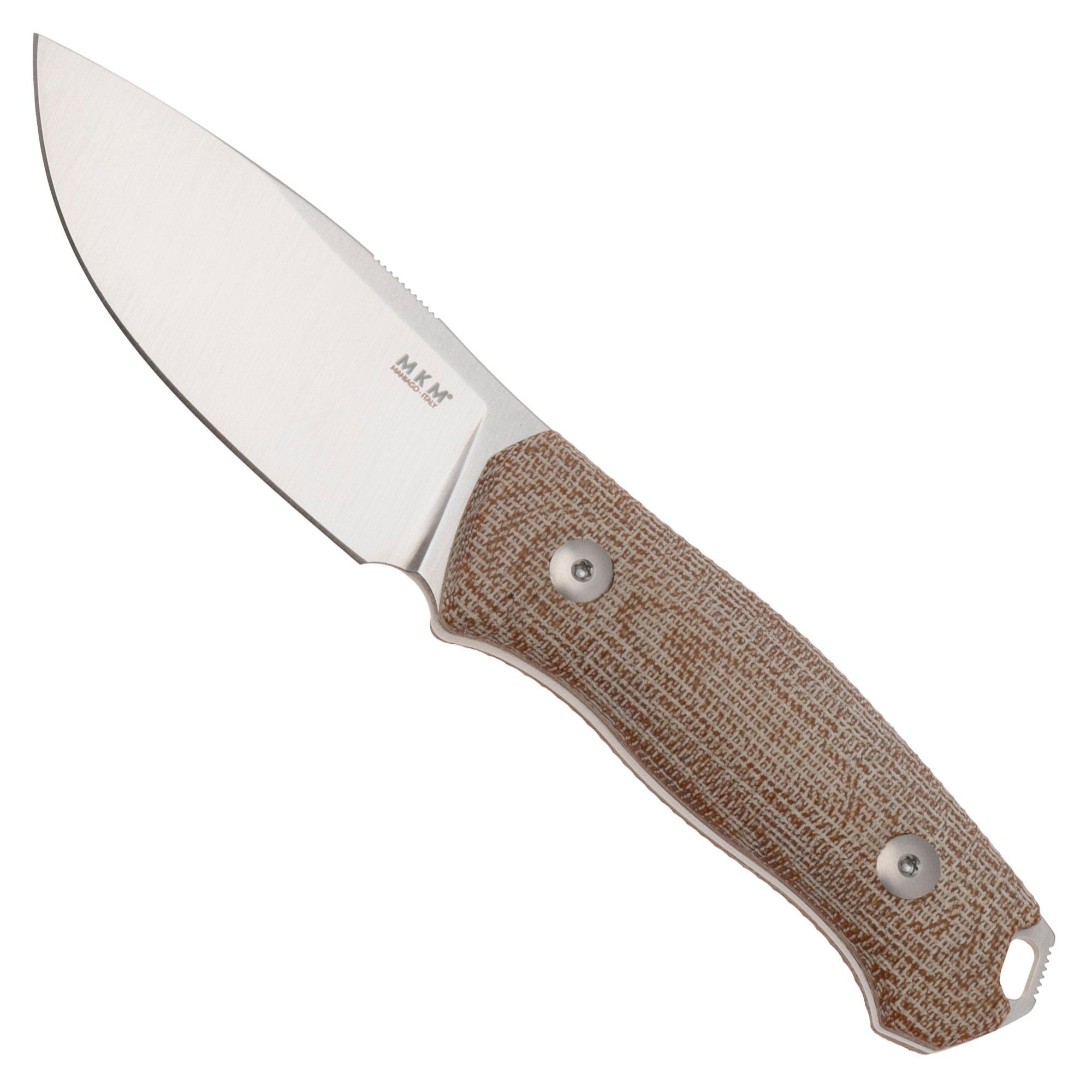 MKM Small Lov MK-SL-NC, Satin M390, Natural Canvas Micarta fixed knife, Jesper Voxnaes design