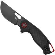 MKM Vincent VCN-GBB Black PVD N690CO, Black G10, Red Aluminum pocket knife, Jesper Voxnaes design