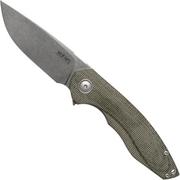 MKM Timavo VP02-GC Green Canvas Micarta Stonewash zakmes, Voxnaes design