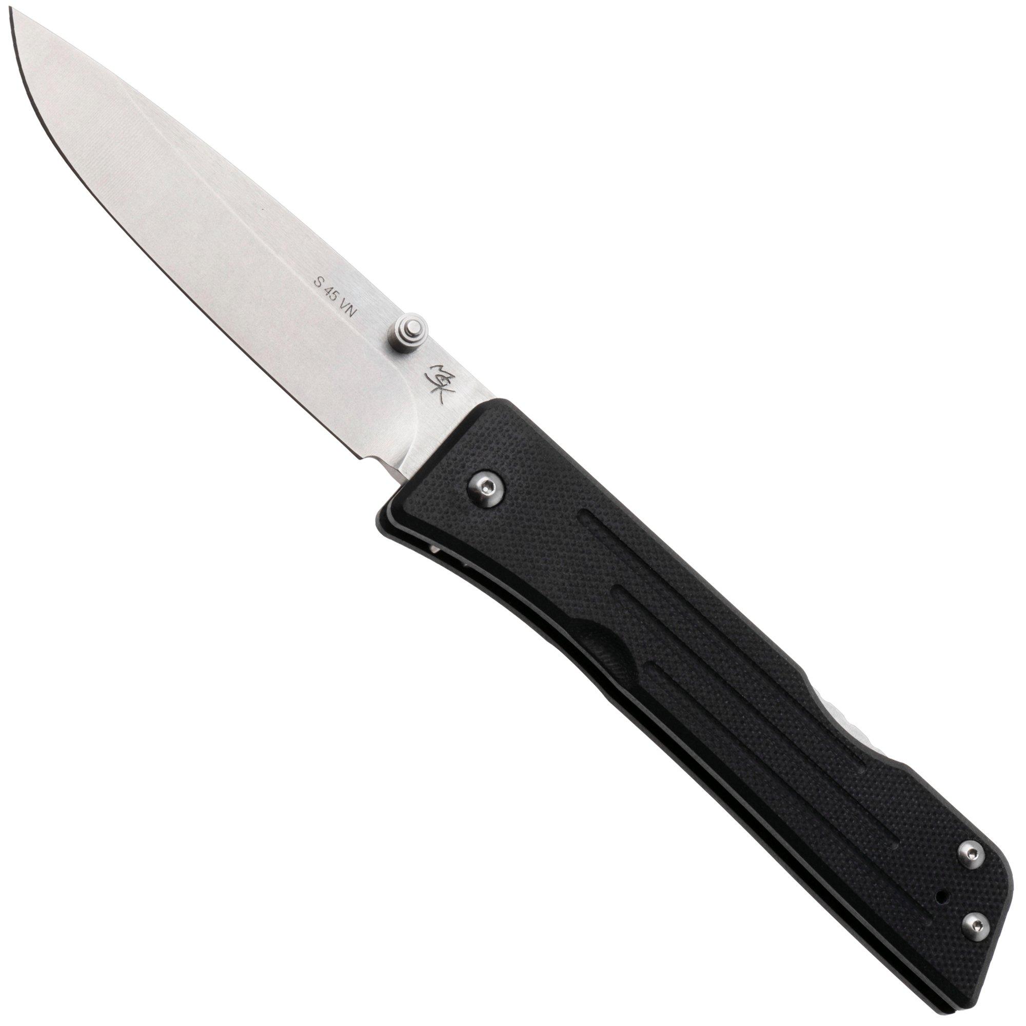 1881 Knife Works Route 66, RT68-DP-BLCK-G10, Tumbled S45VN Droppoint, Black G10 Taschenmesser, Greg Medford Design
