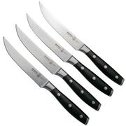 Messermeister Avanta L7684-5-4S, Juego de cuchillos para carne de 4 piezas, negro