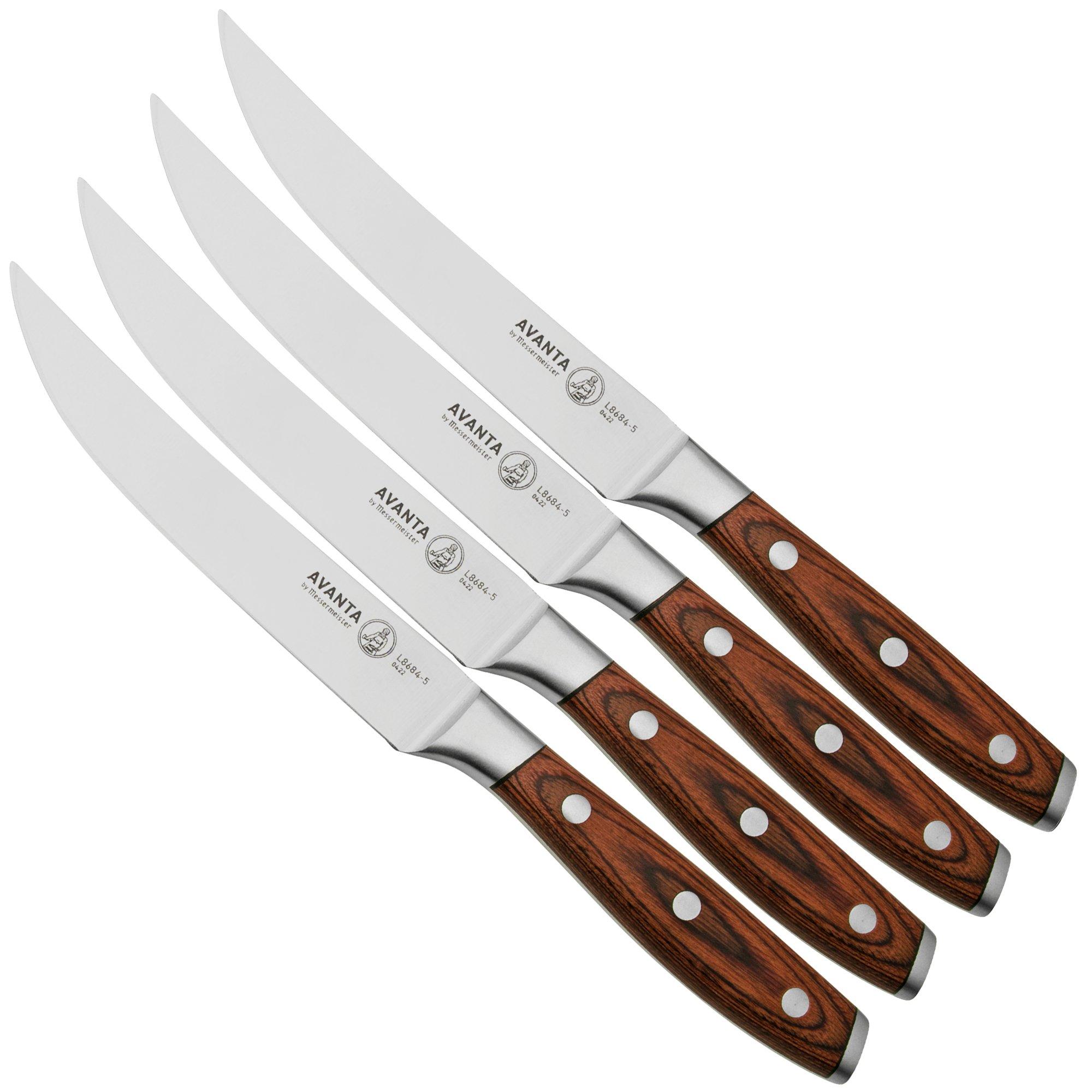 Zestaw noży do steków Messermeister Avanta L8684-5-4S, drewno pakka, 4 szt.