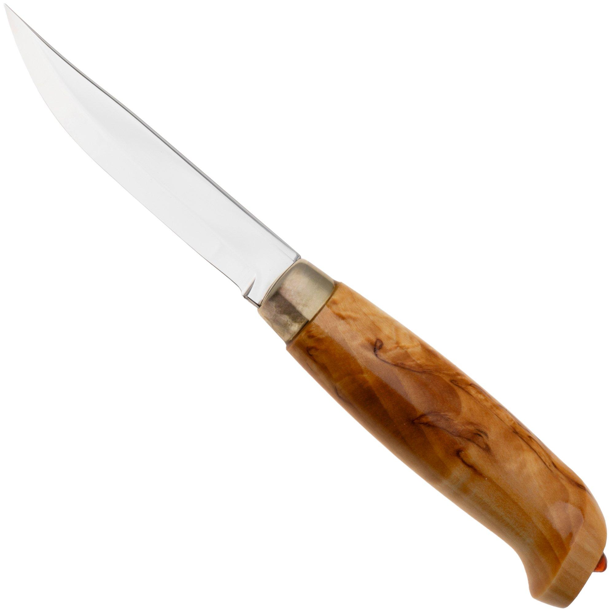 Marttiini Lynx 121 121010, Satin Stainless Steel, Curly Birch couteau de outdoor