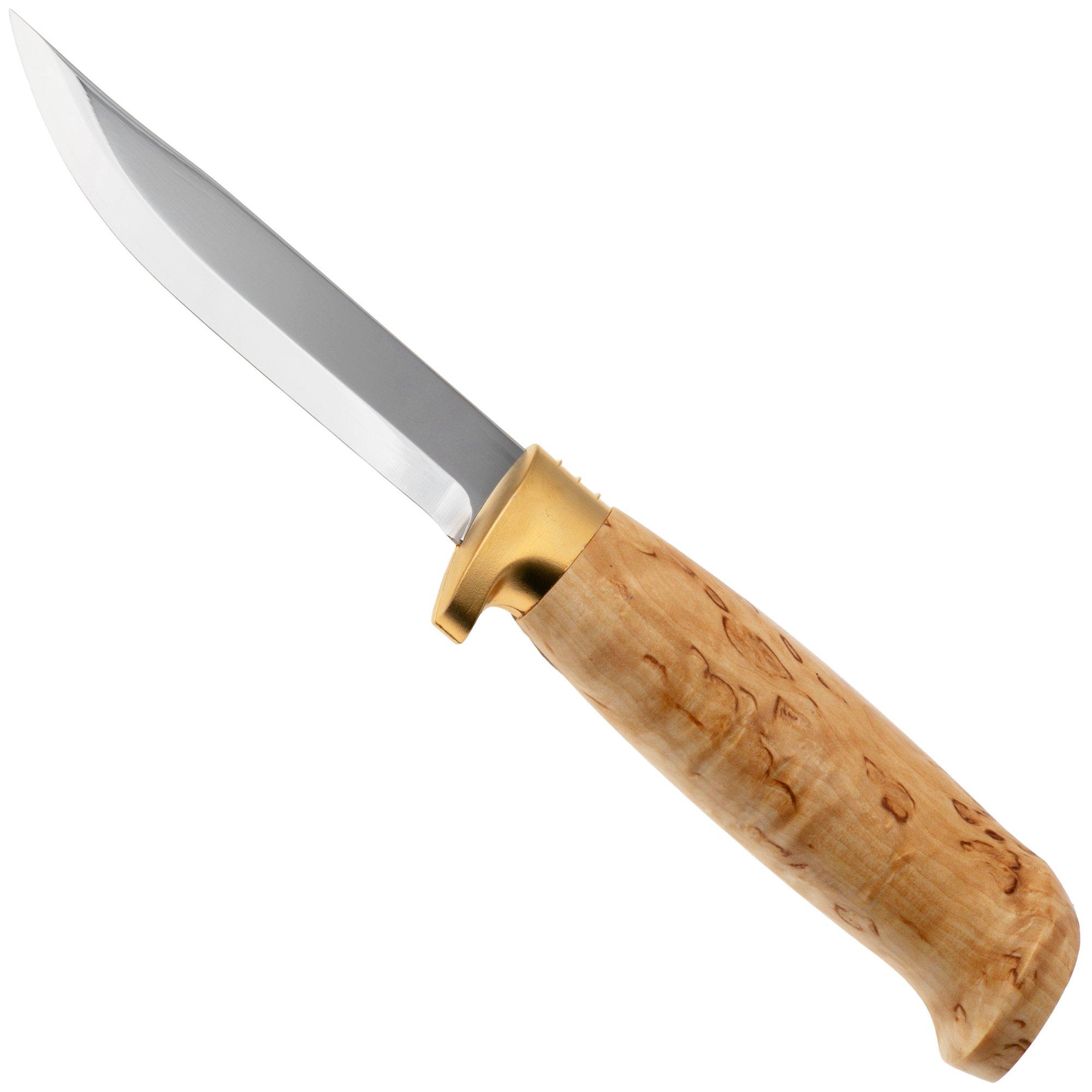 Marttiini Lynx Golden 160014, Satin Stainless Steel, Golden Guard, Curly Birch outdoormes