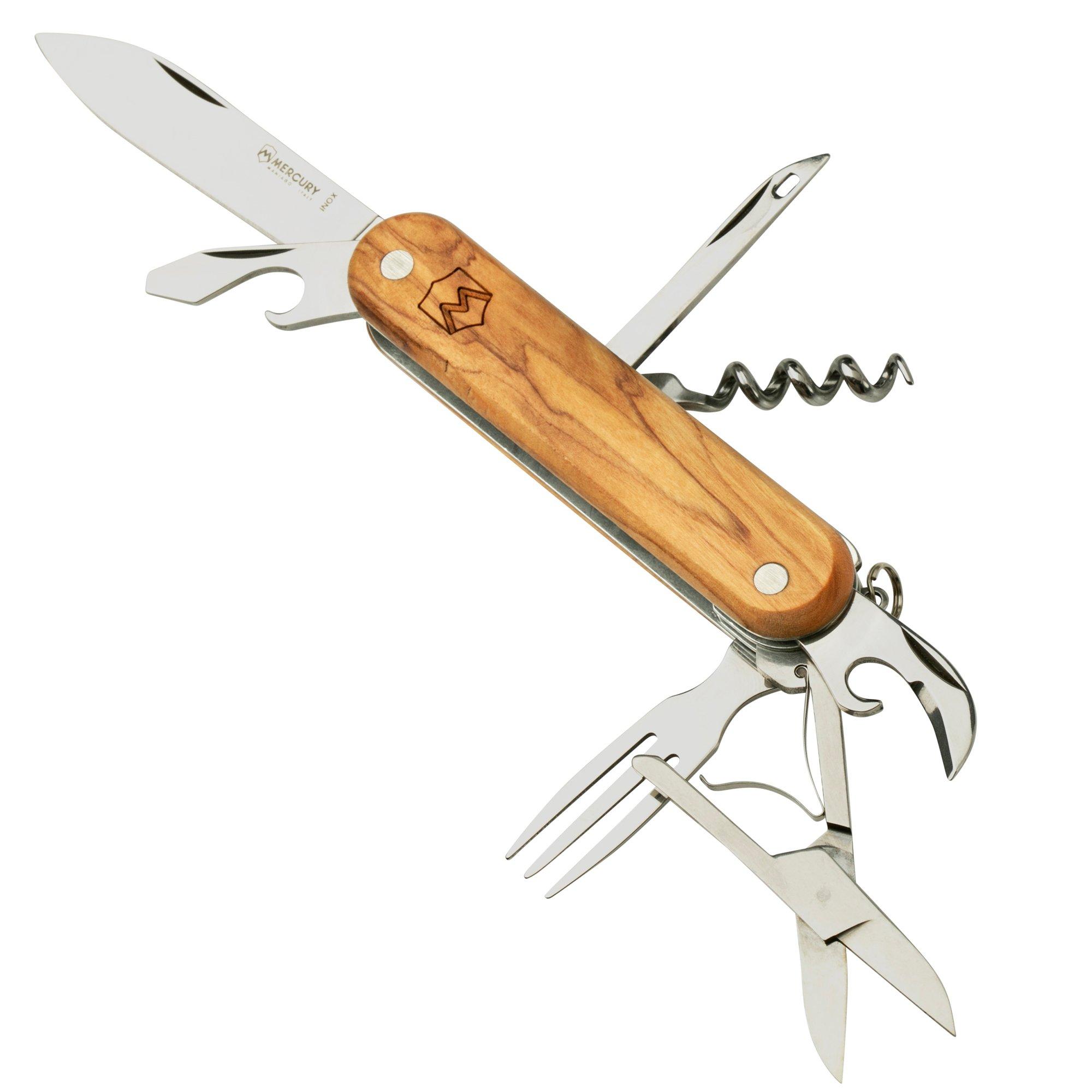 Mercury Multi-Tool Knife 913-7LC Olivenholz, 7 Funktionen, Taschenmesser