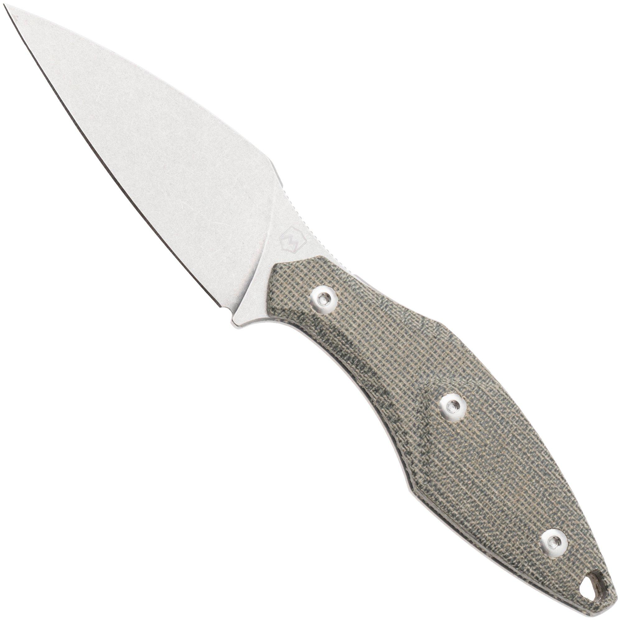 Mercury Hawky 9AWK-GCF-C Stonewashed M390, Green Canvas Micarta, Fahrtenmesser