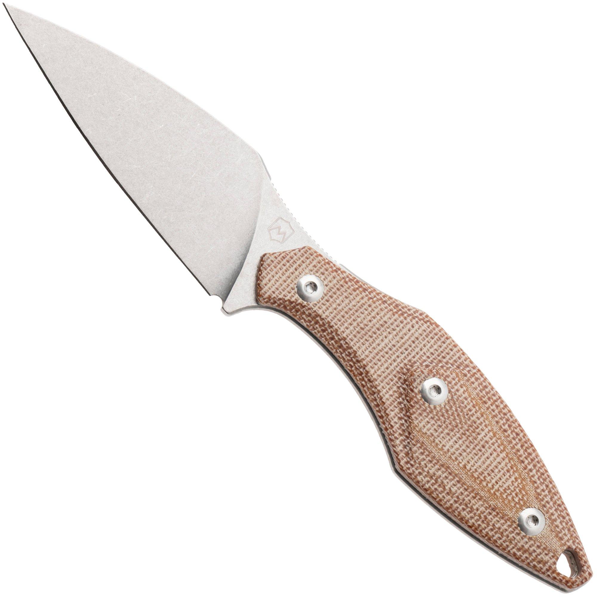 Mercury Hawky 9AWK-NCF-C Stonewashed M390, Natural Canvas Micarta, Fahrtenmesser