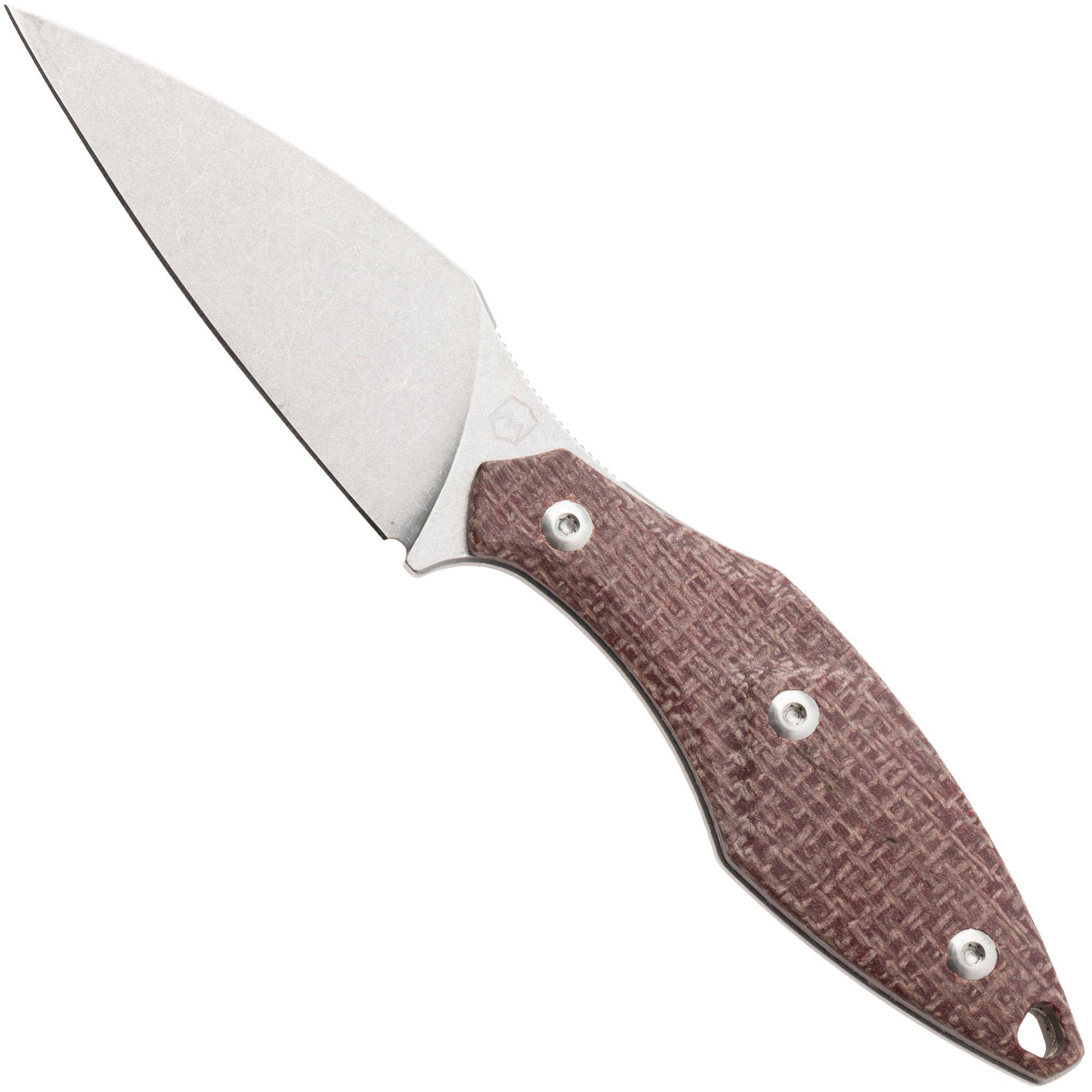 Mercury Hawky 9AWK-RBF-C Stonewashed M390, Red Burlap Micarta, Fahrtenmesser