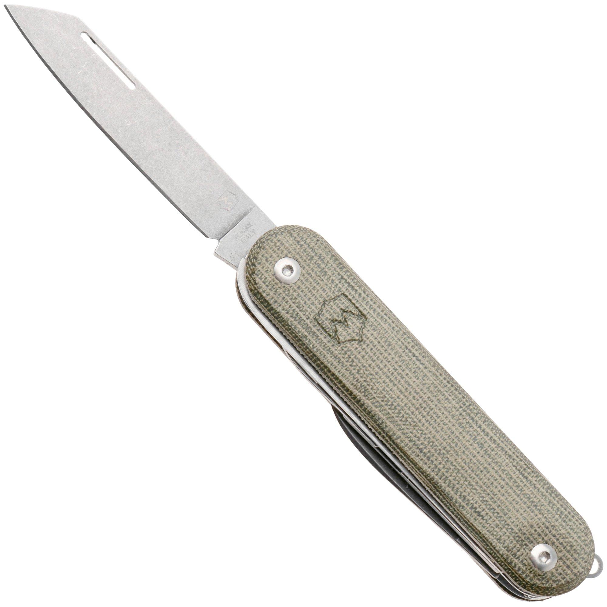 Mercury Duca 5 9DUCA5GC-C Stonewashed Elmax, Green Canvas Micarta, zakmes