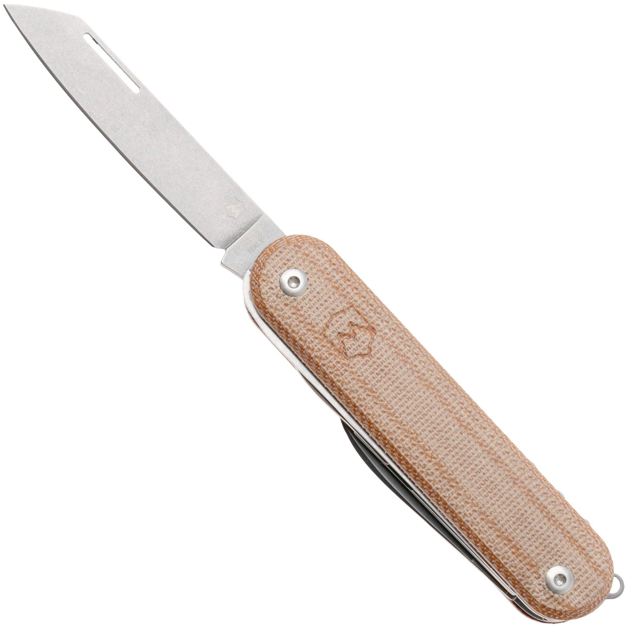 Mercury Duca 5 9DUCA5NC-C Stonewashed Elmax, Natural Canvas Micarta, zakmes
