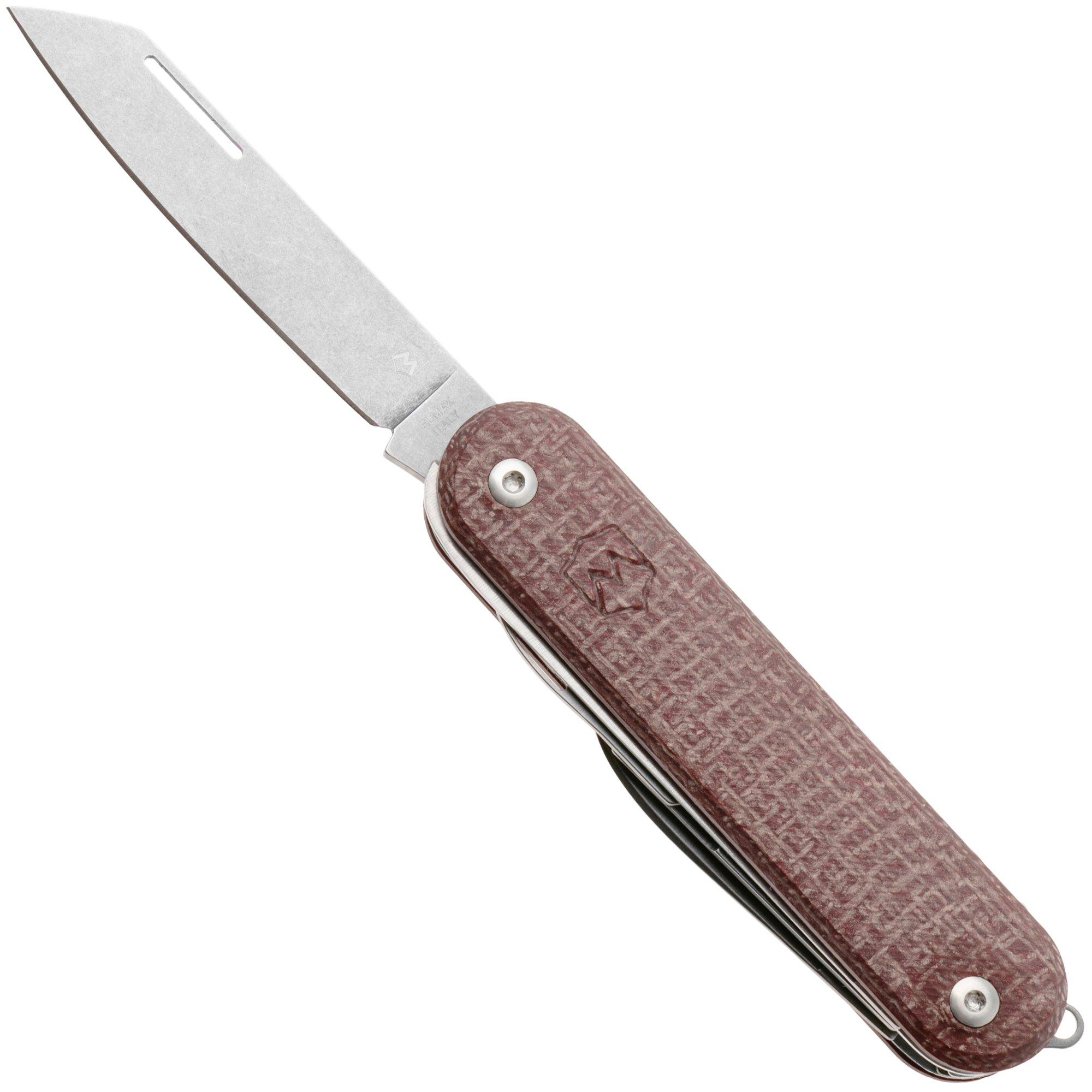 Mercury Duca 5 9DUCA5RB-C Stonewashed Elmax, Red Burlap Micarta, zakmes