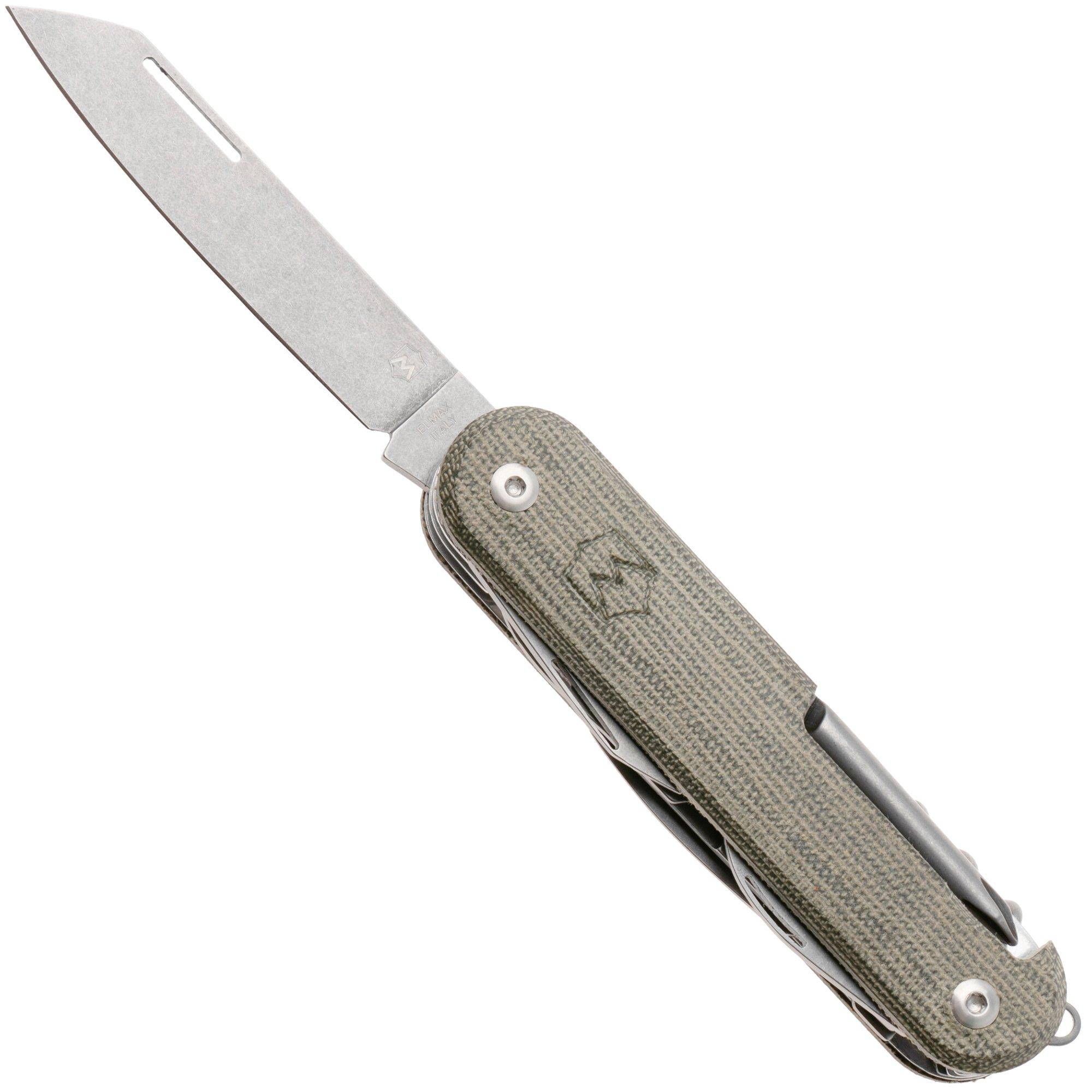 Mercury Duca 7 9DUCA7GC-C Stonewashed Elmax, Green Canvas Micarta, zakmes