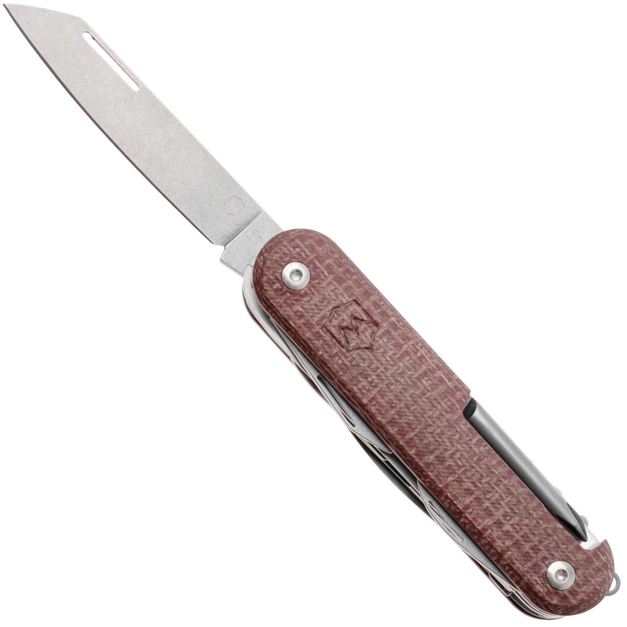 Mercury Duca 8 9DUCA8RB-C Stonewashed Elmax, Red Burlap Micarta, zakmes