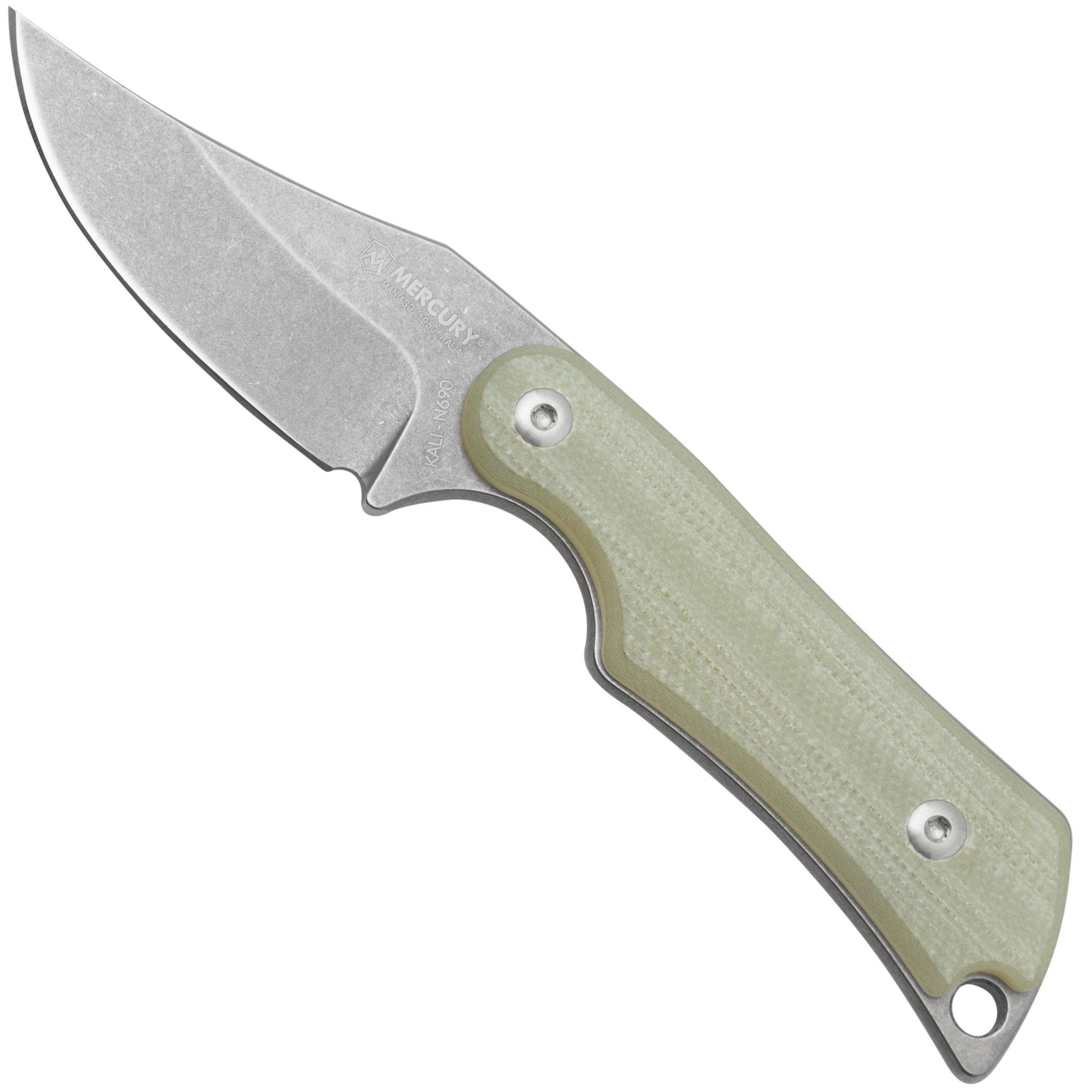 Nóż z głownią stałą Mercury Kali N690 Stonewashed Clip Point, Natural G10