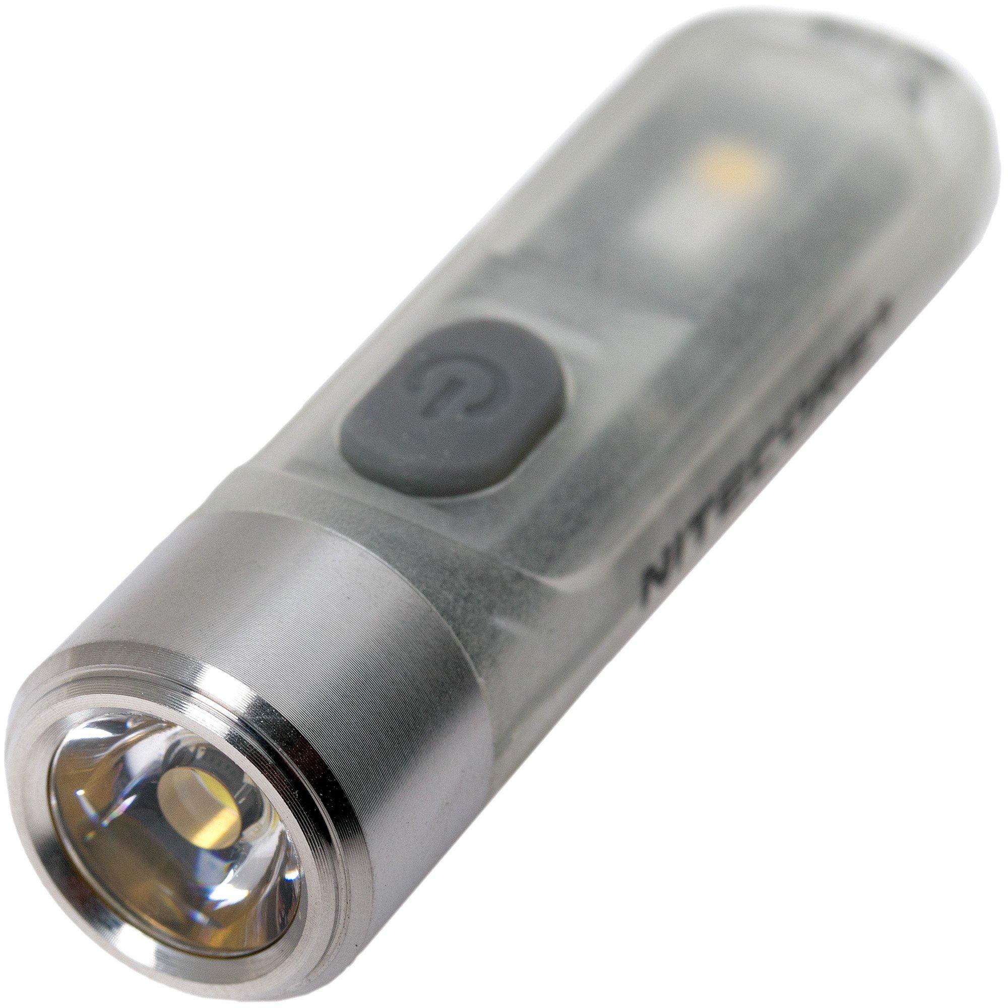 Nitecore TIKI Glow In The Dark rechargeable keychain flashlight, 300 lumens, blue