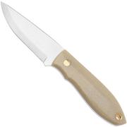 Nordic Knife Design Lizard 75 2038 Scandi, Ecru Canvas Micarta, vaststaand mes