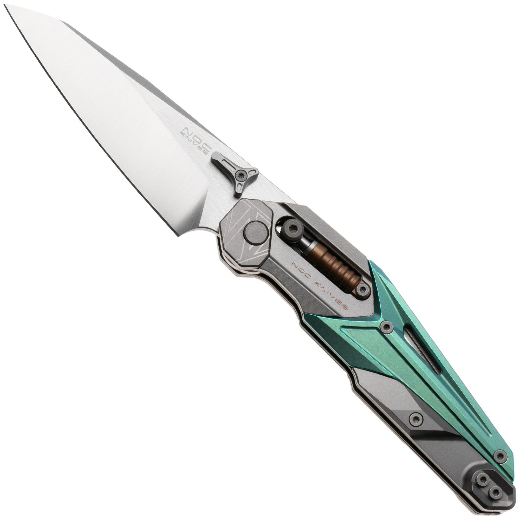 NOC Knives MT-33, MT-3328 Satin Böhler M390, Green Grey Titanium zakmes