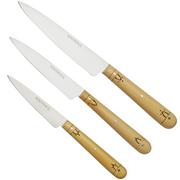 Nontron Traditional Set of 3 Kitchen knives, T3OFRBU Juego de cuchillos de 3 piezas