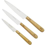 Nontron Traditional conjunto de 3 facas de cozinha, T3OFRBU 3-peças conjunto de facas