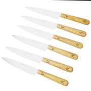 Nontron Traditional Set of 6 Kitchen knives, T6OF12RBU 6-piece knife set