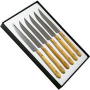 Nontron Traditional 6-pz set di coltelli da bistecca in legno legno di bosso, T6OFRYBU