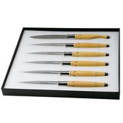 Nontron Christian Ghion 6-piece steak knife set, box wood, T6TDBU