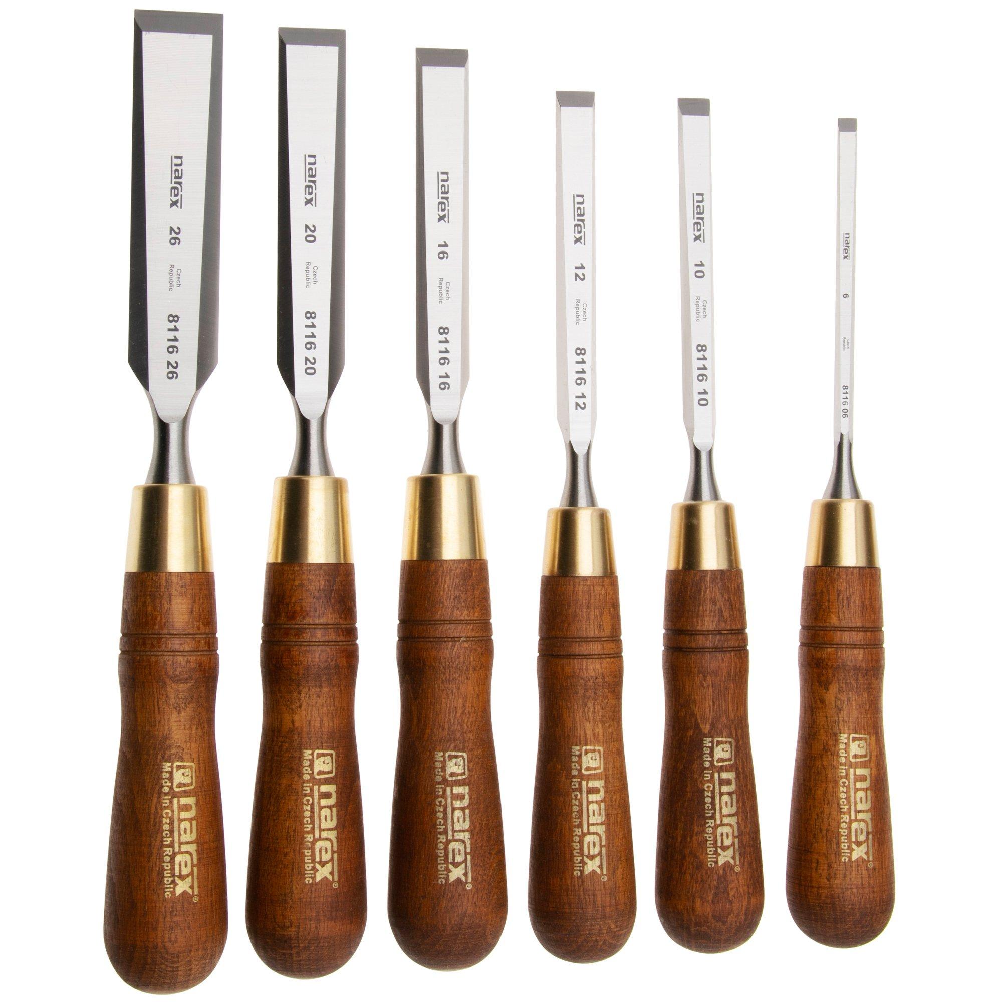 Narex Wood Line Plus Premium Bevel Edge Chisel Set 853200, set di sgorbie 6-10-12-16-20-26 mm, 6 pezzi