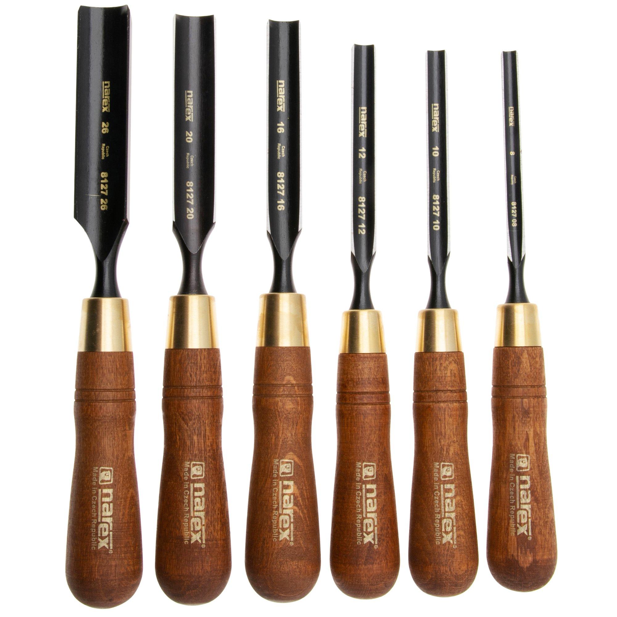 Narex Wood Line Plus Firmer Gouge Set 853300, set di scalpelli 8-10-12-16-20-26 mm, 6 pezzi