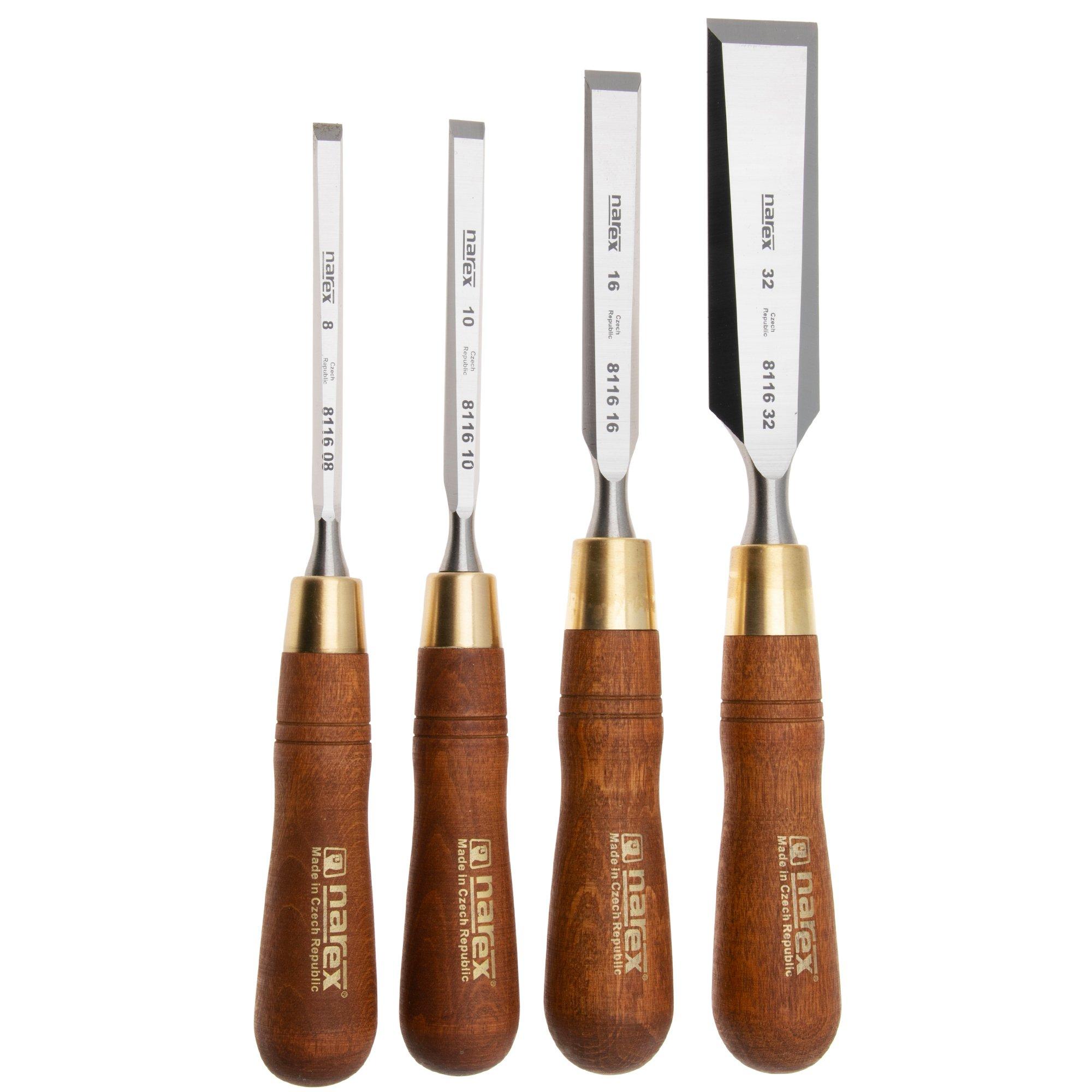 Narex Wood Line Plus Premium Bevel Edge Chisel Set 863202, set di sgorbie 8-10-16-32 mm, 4 pezzi