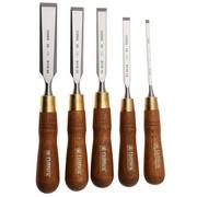 Afbeelding voor Narex Wood Line Plus Premium Bevel Edge Chisel Set 863821, beitelset in gereedschapsrol, 5-delig (6-12-16-20-26 mm)