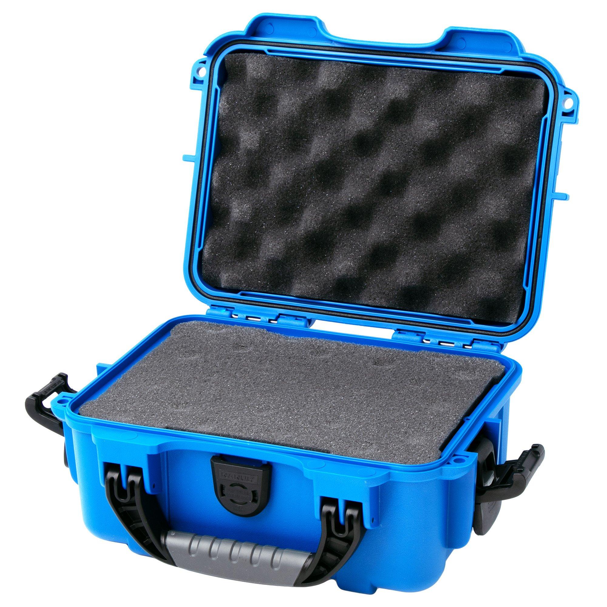 Nanuk 904 case containing moulded foam, blue