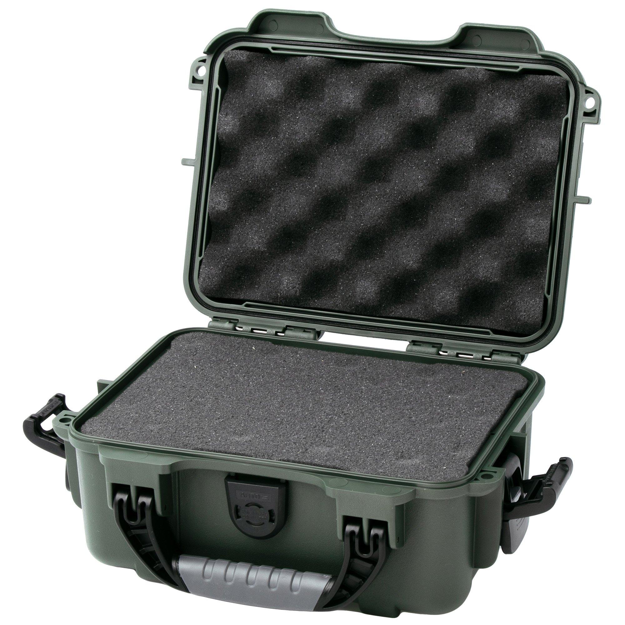 Nanuk 904 case containing moulded foam, olive green