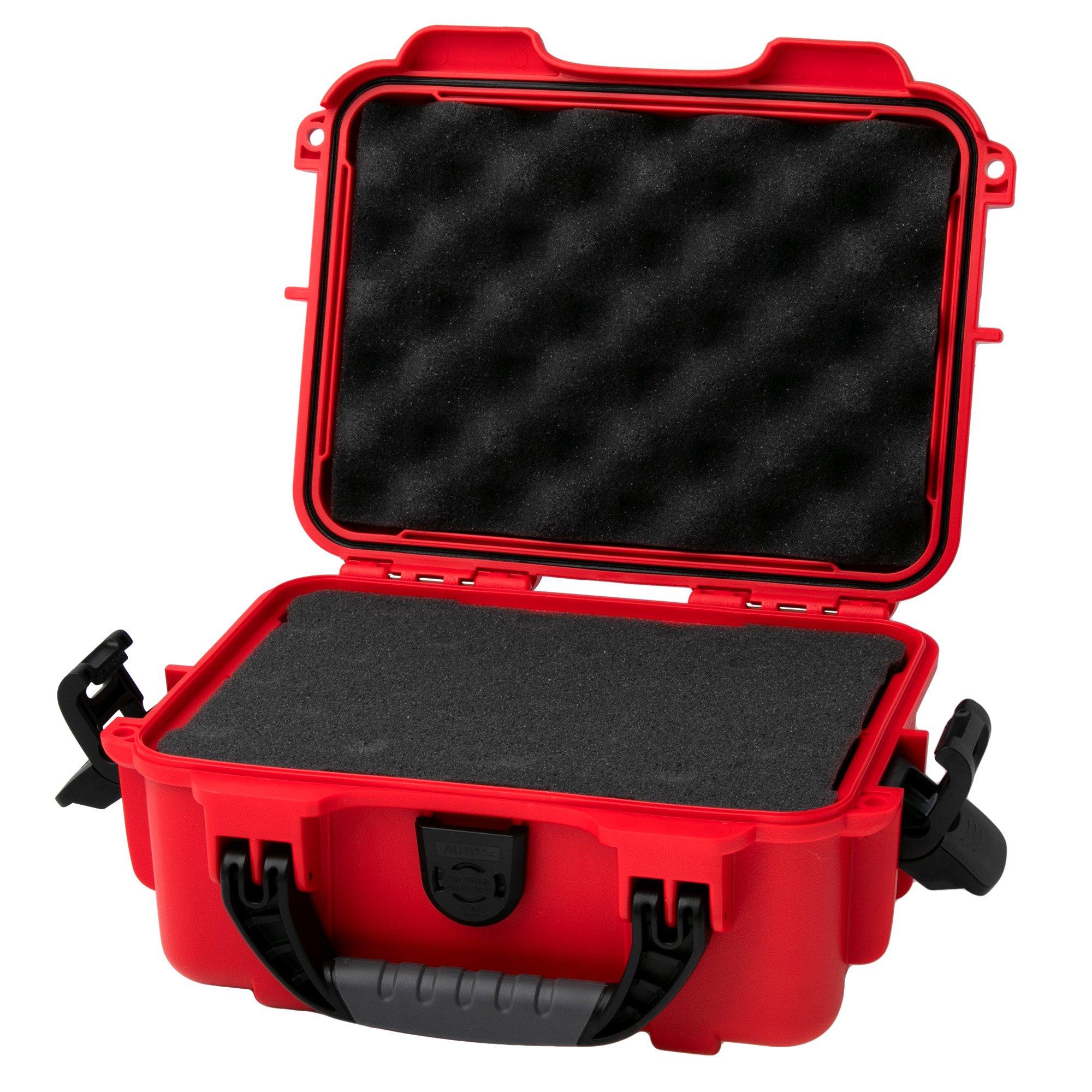 Nanuk 904 case containing moulded foam, red
