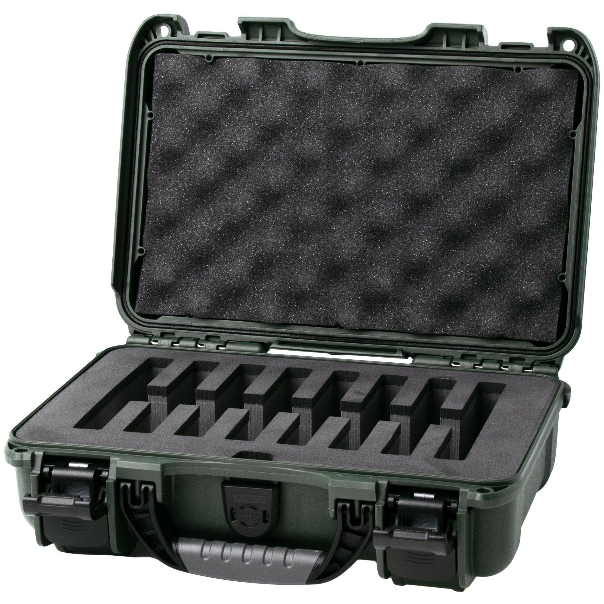 Nanuk 909 case with foam inserts for 8 knives, olive green