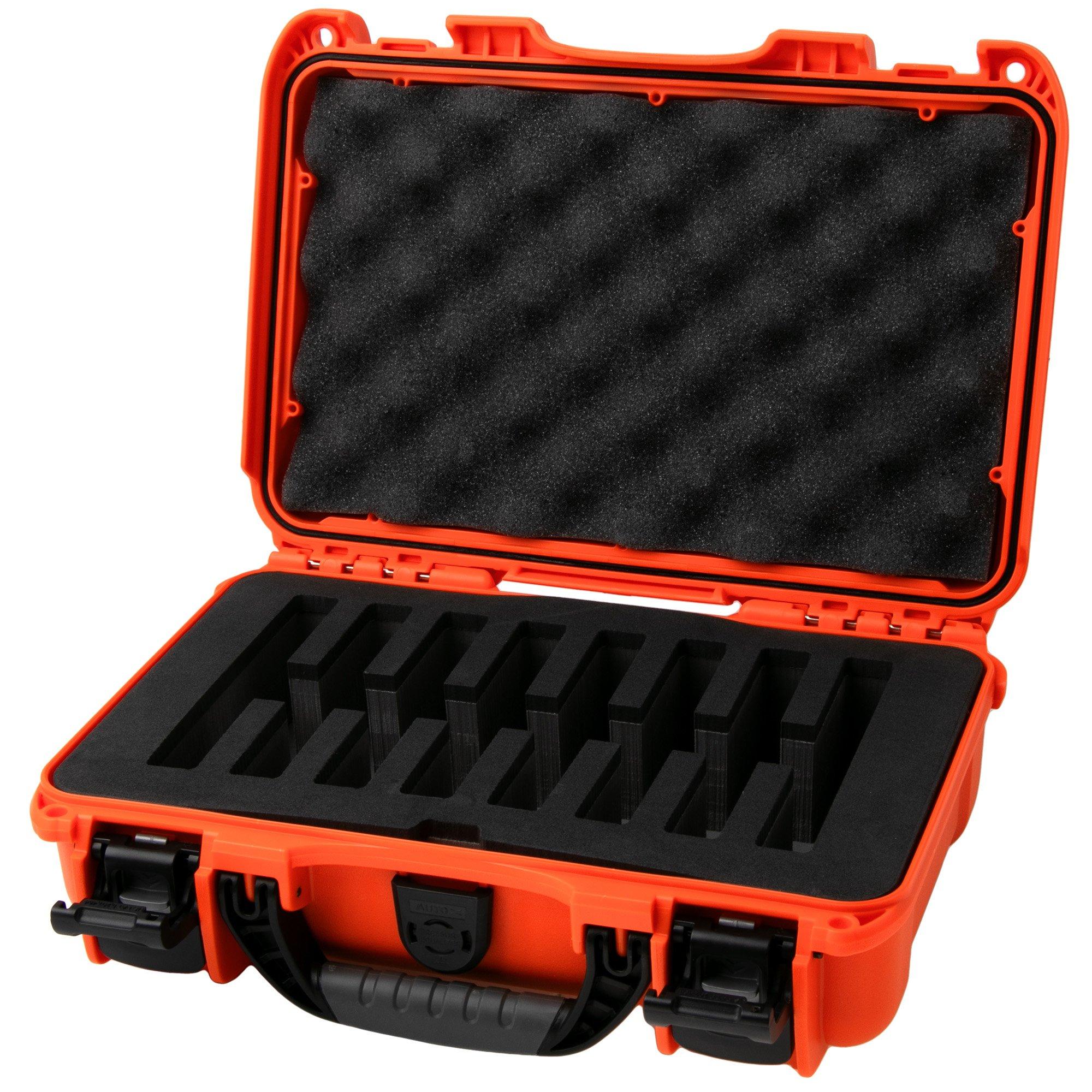 Nanuk 909 case with foam inserts for 8 knives, orange