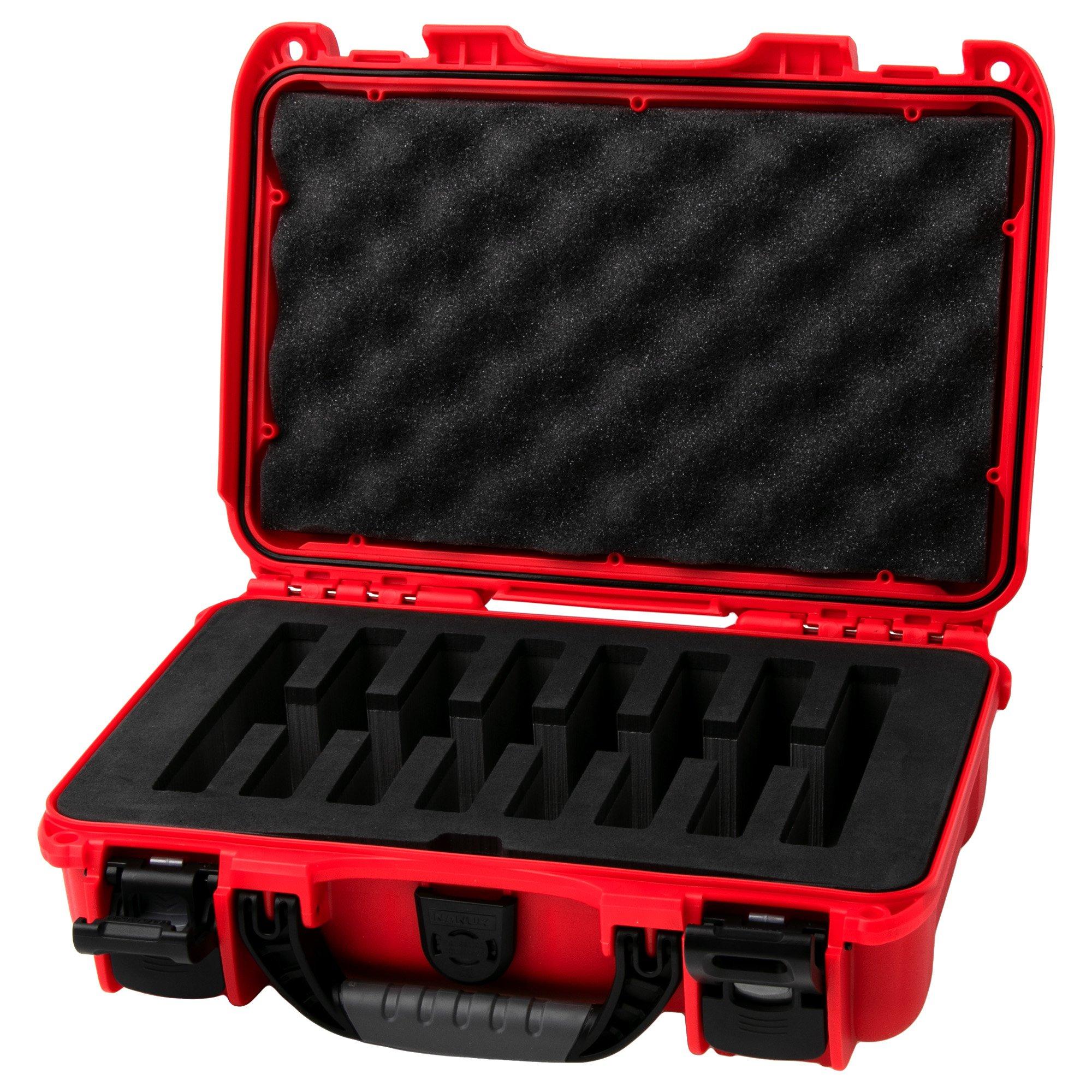 Nanuk 909 case with foam inserts for 8 knives, red