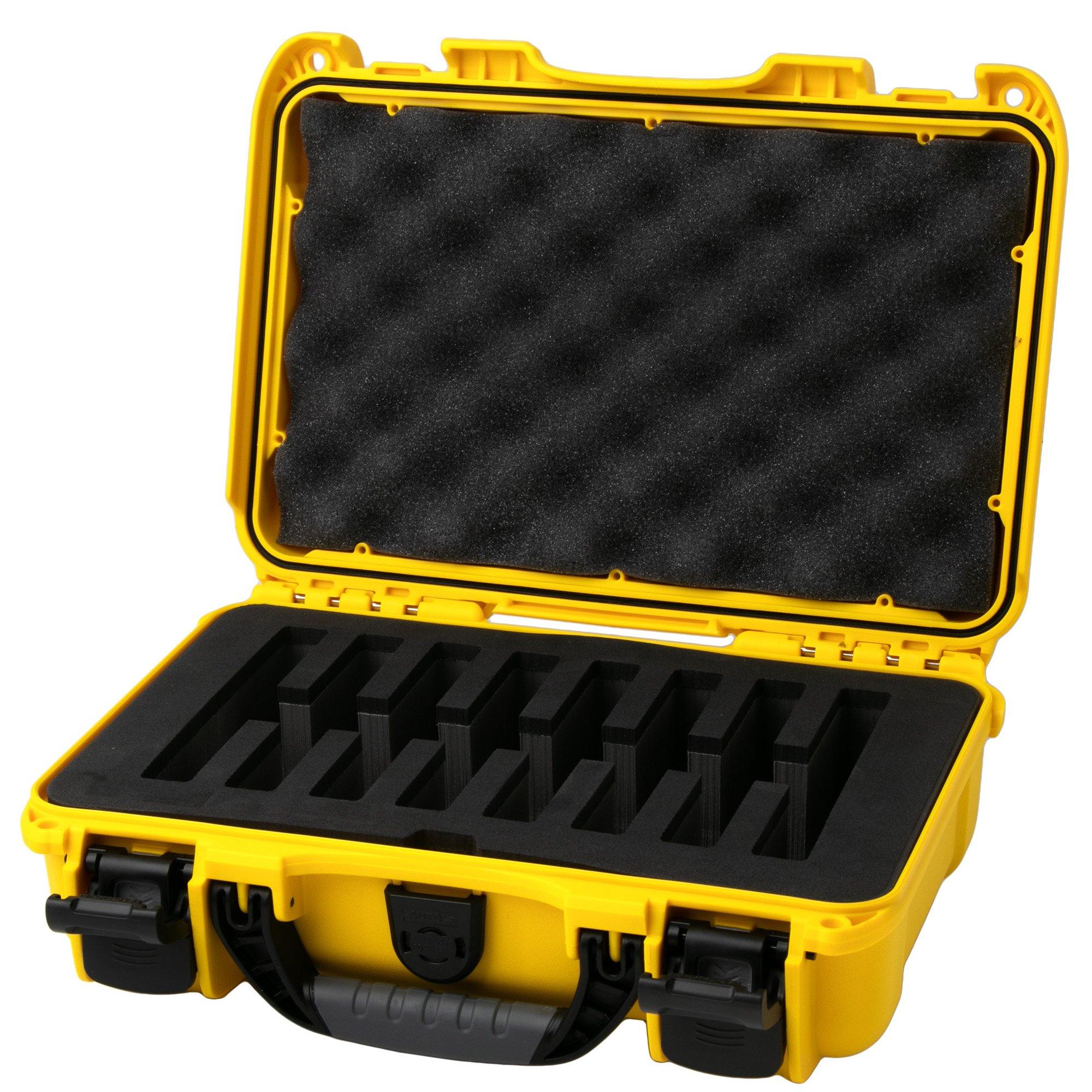 Nanuk 909 case with foam inserts for 8 knives, yellow
