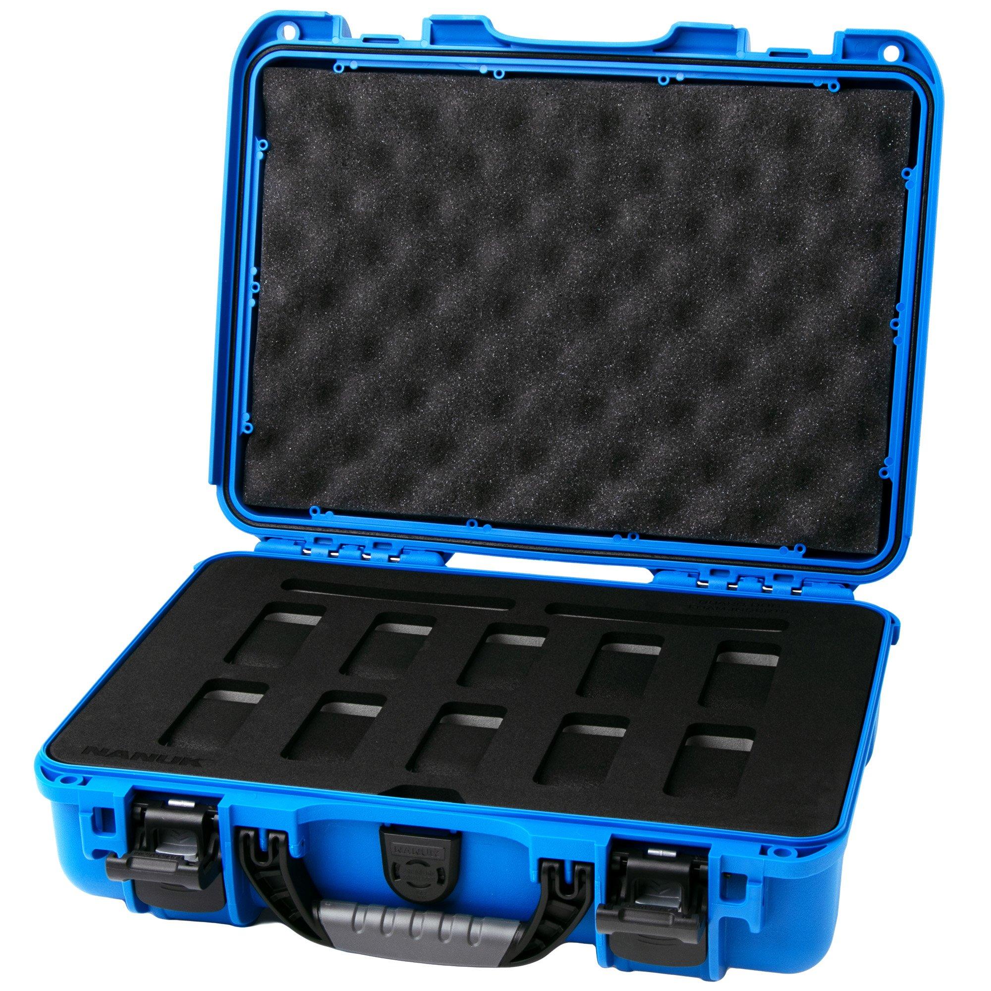 Nanuk 910 case with foam inserts for 10 watches, blue