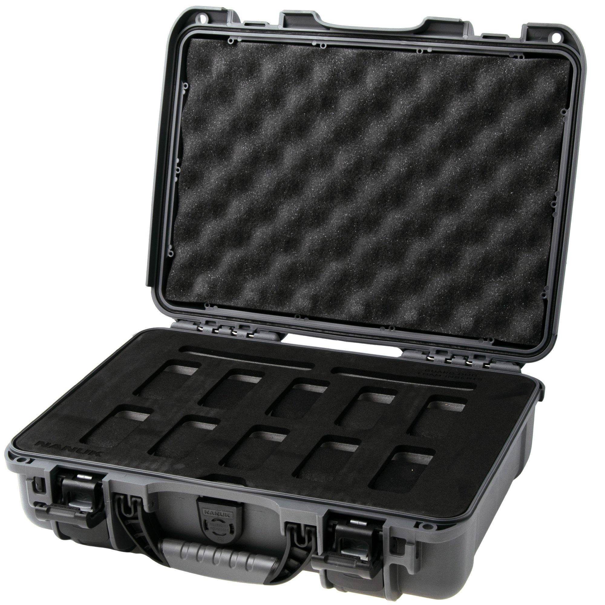 Nanuk 910 case with foam inserts for 10 watches, graphite