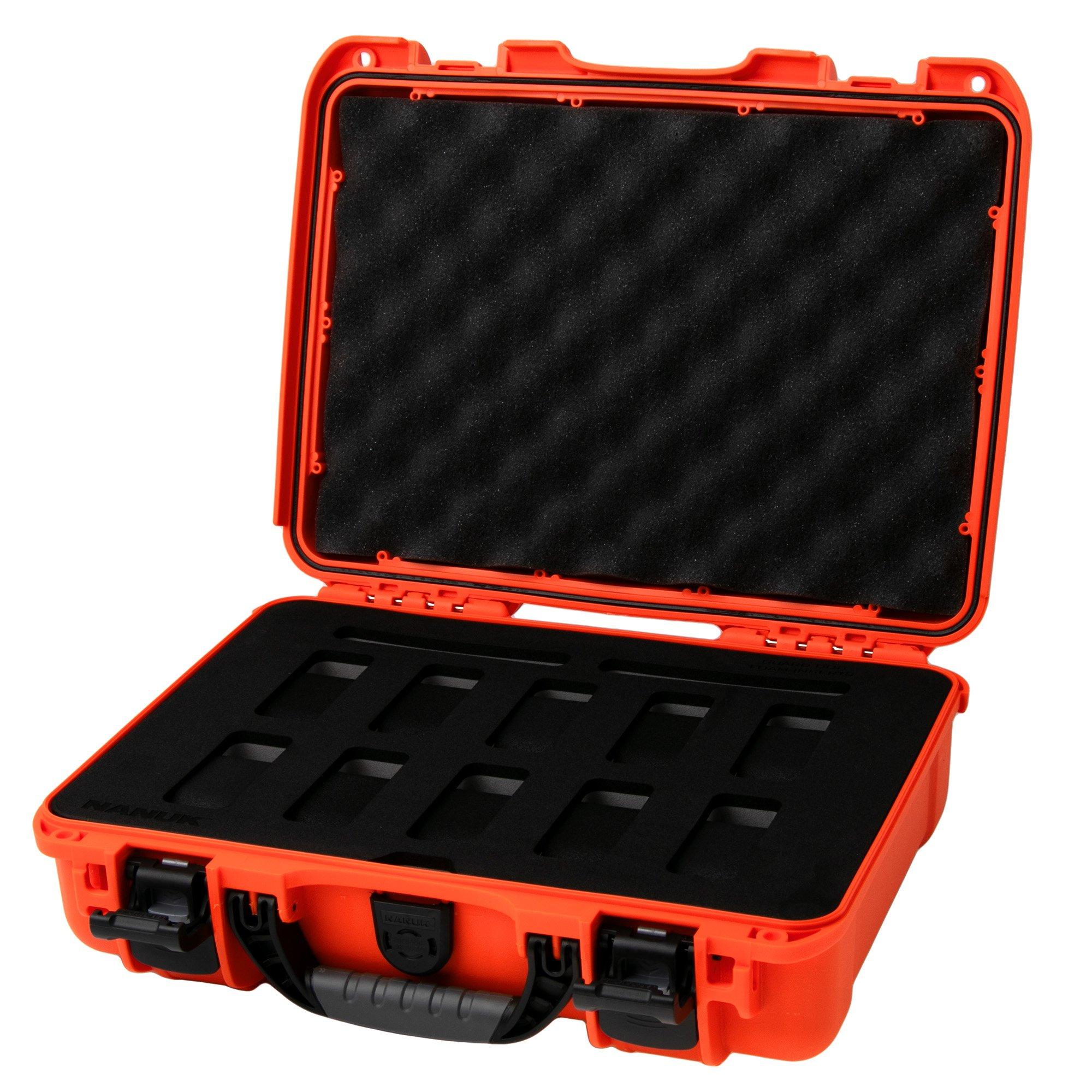 Nanuk 910 case with foam inserts for 10 watches, orange